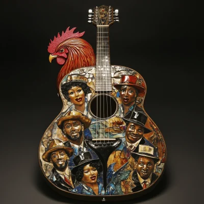Dobro Guitar with Red Rooster