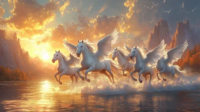 Flying White Horses