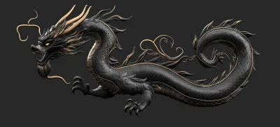 3D Black Dragon Concept Art