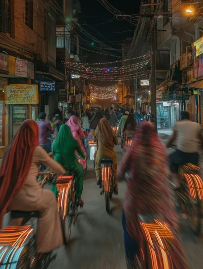 Ladies Riding Vintage Cycles in Lahore