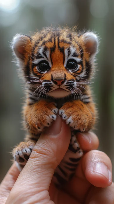 Newborn Tiger on Thumb