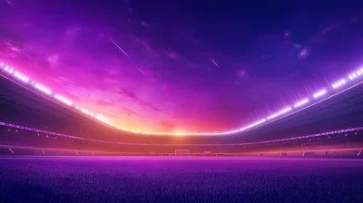 Vibrant Soccer Stadium under Space Sky