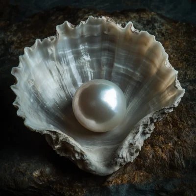 Luminous Pearl in Seashell