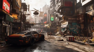 Cyberpunk Western City Scene