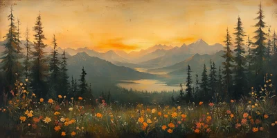 Alpine Meadow at Sunset