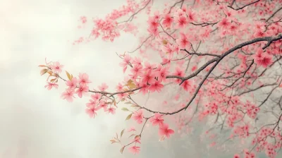 Tree Branch with Pink Flowers