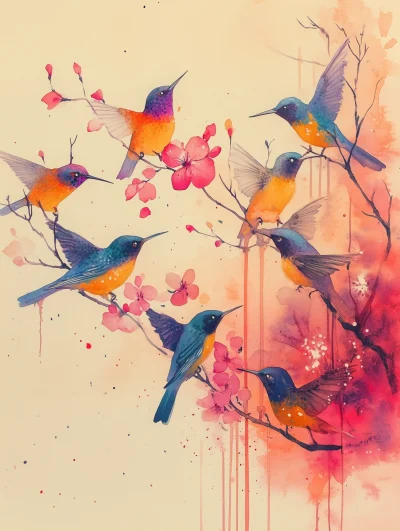 Colorful Birds Singing