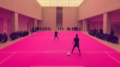 Soccer Match in Modern Art Museum