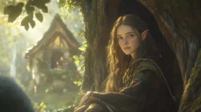 Elven Woman at Tree House