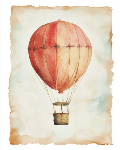 Vintage Hot Air Balloon Nursery Art