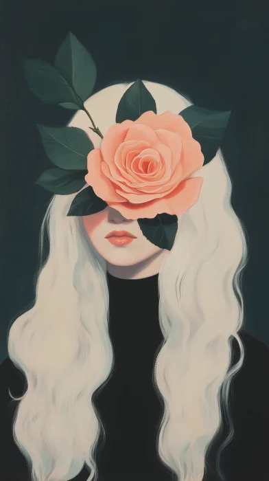 Woman with Peach Rose