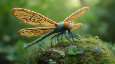 Felt Dragonfly on Grassland