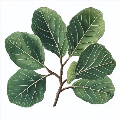 Vintage Botanical Illustration of Wild Fig Leaves