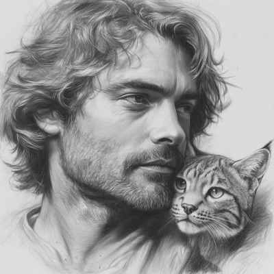 Black and White Sketch of a Handsome Man