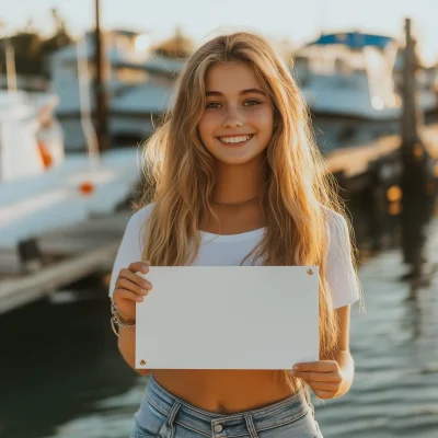 Happy Teen Girl on Dock