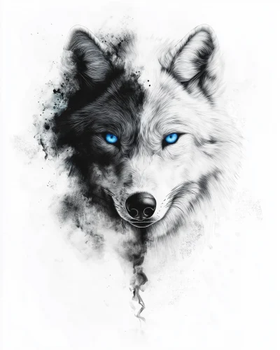 White Wolf with Blue Eyes