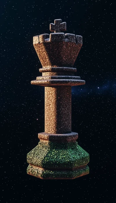 Minecraft Chess Piece in Starry Space