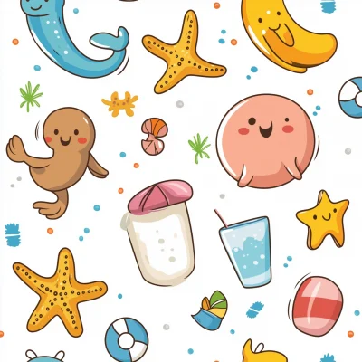 Cute Cartoon Beach Pattern