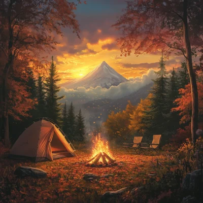 Autumn Sunset Campfire