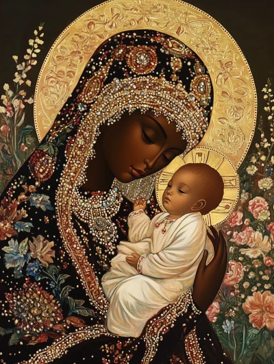 Black Madonna with Infant