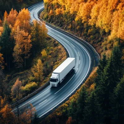 Truck on Winding Highway