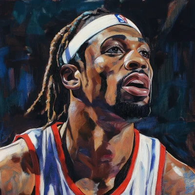 Oil Painting of Basketball Player