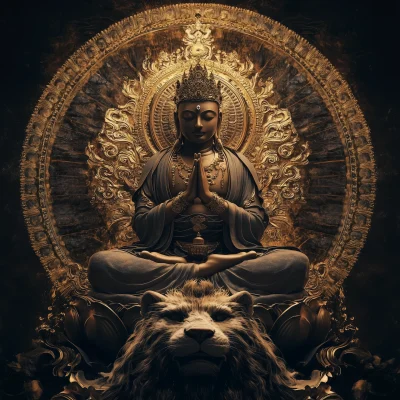 Manjushri on Lion