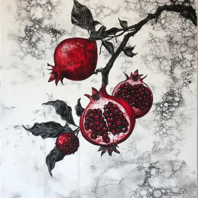 Pomegranate Ink Painting