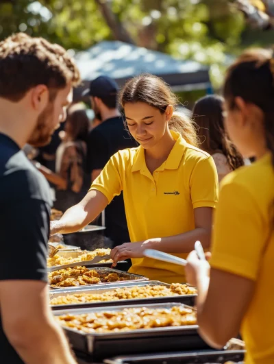 Team Serving Food at Festival