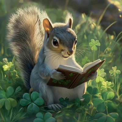 Squirrel Reading in the Field