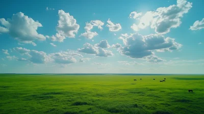 Aerial View of Grassland with Cows