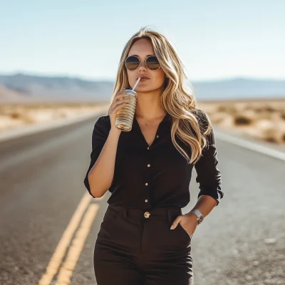 Stylish Woman on a Road