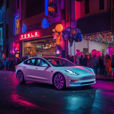 Tesla at Night Party