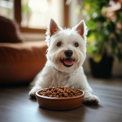 Joyful West Highland White Terrier at Home