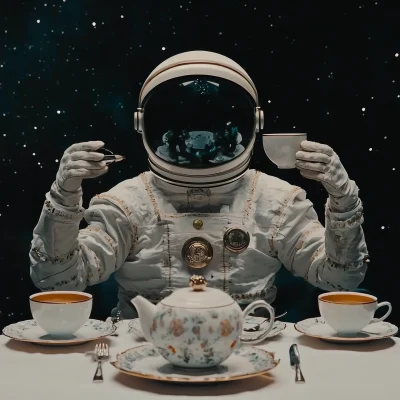 Surreal Tea Party in Space