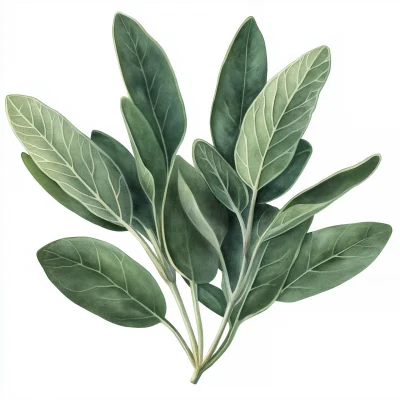 Watercolor Sage Leaves Clipart