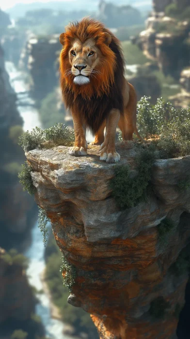 Majestic Lion on the Cliff