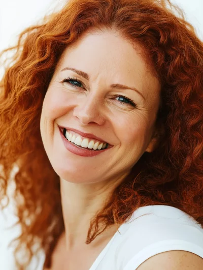 Smiling Woman with Curly Hair