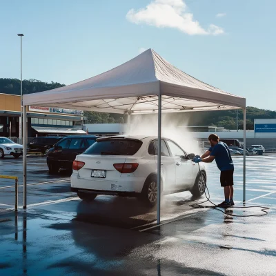 Car Washing Under Gazebo