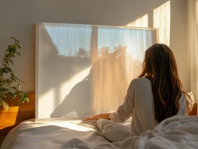 Framed Blank Poster in Bright Bedroom