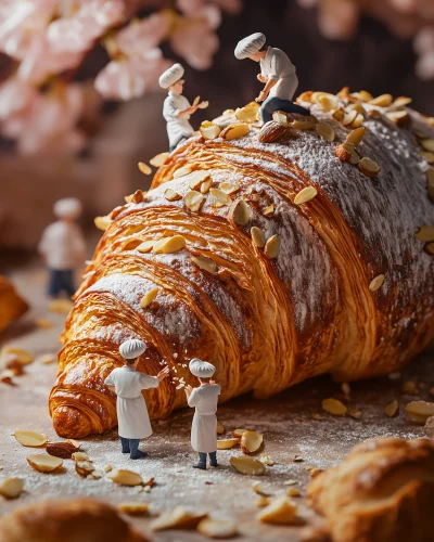 Miniature Chefs on Croissant