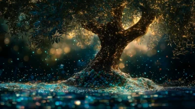 Mystical Olive Tree and River