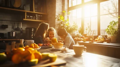 Happy Family Breakfast