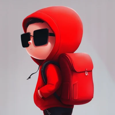 Badass Character with Red Backpack