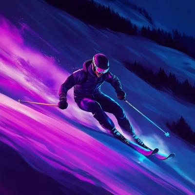 Neon Olympic Skier