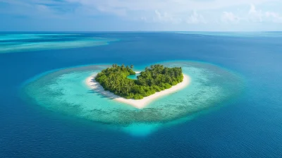 Heart Shaped Island in the Ocean