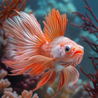 Cockerel Swimming in Coral Sea