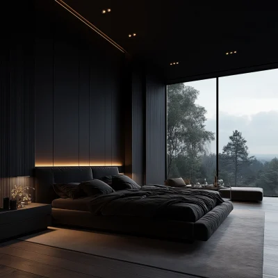 Modern Bedroom with Panoramic Window