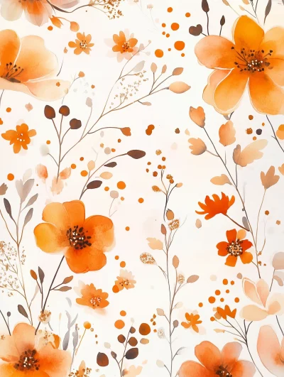 Orange and Gold Floral Watercolor