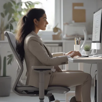 Indian Girl Working on Computer